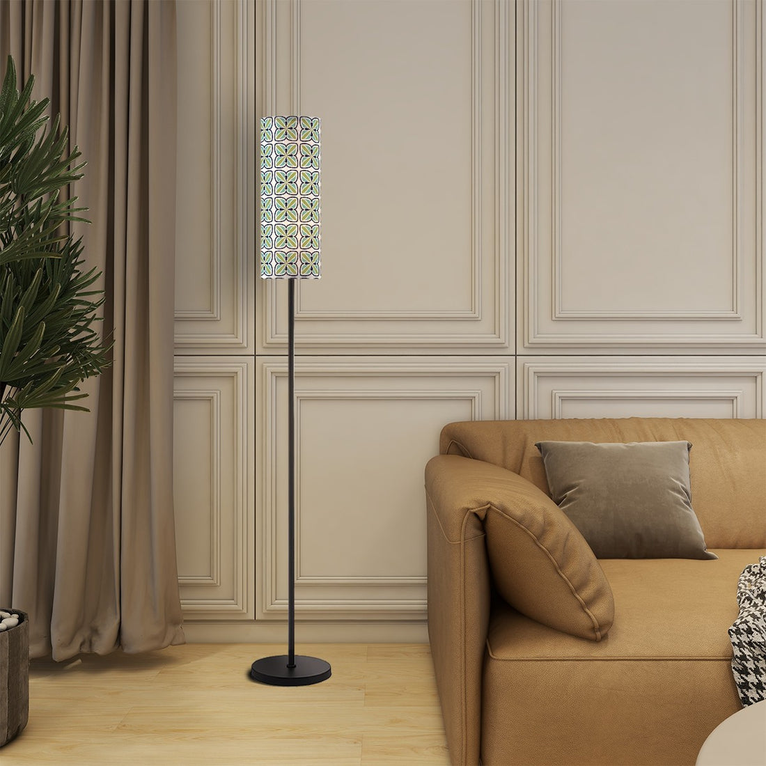 MCM Geometric Blue Green Slim Mod Floor Lamp - Mid Century Modern Gal
