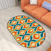 Mid Century Modern Groovy Mod, Teal, Aqua Orange Groovy Oval Rug - Mid Century Modern Gal