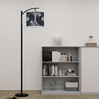Mid Mod Retro Vinyl Record Music Room, Den, Office, Mid Century Modern Arc Floor Lamp - Mid Century Modern Gal