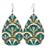 Art Deco Peacock Inspired Vegan Leather Teardrop Earrings - Mid Century Modern Gal