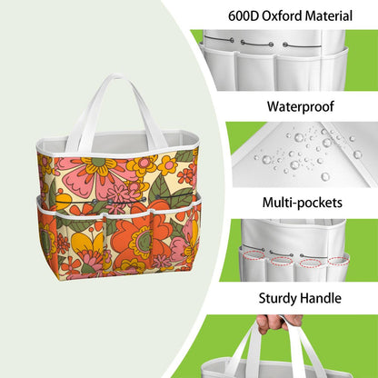 70s Retro Revival Flower Power Groovy Floral Mid Mod Garden Tool Bag - Mid Century Modern Gal