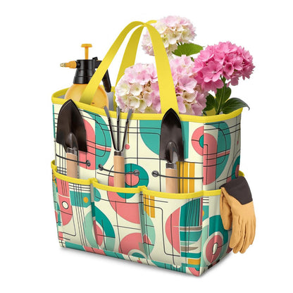 Mid Century Modern Bauhaus Designed Pink, Teal, Yellow Garden Tool Bag - Mid Century Modern Gal