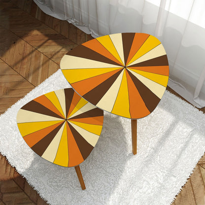 Groovy Retro 70s Vibe Orange, Yellow Brown Mid Mod Nesting Tables - Mid Century Modern Gal