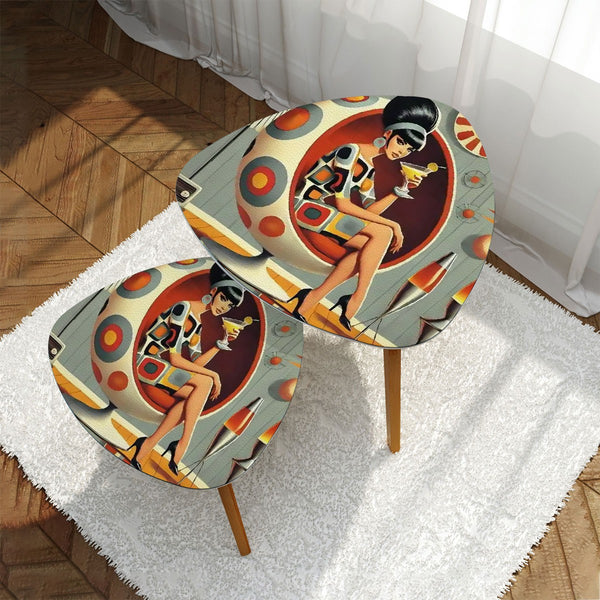60s Mod Gal Cocktail Nesting Tables, Retro Mid Century Modern Furniture
