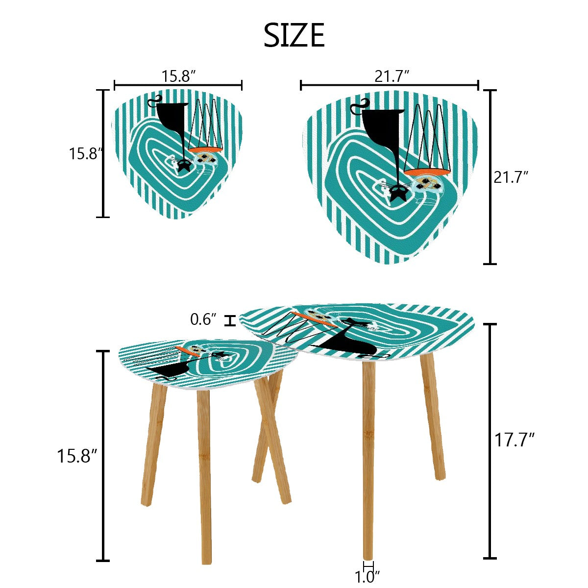 Atomic Cat Fish Art Mid Century Modern Kitschy Retro Nesting Tables - Mid Century Modern Gal