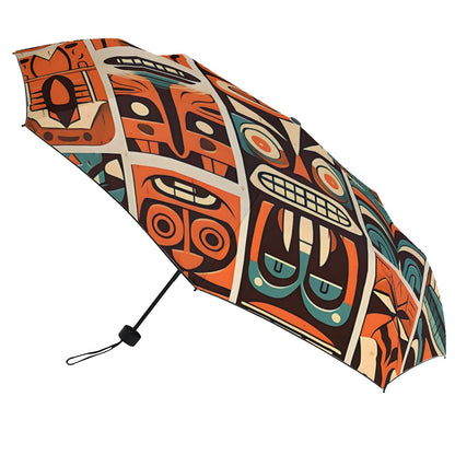 Tiki Idol Mid Mod Funky UV Protection Umbrella - Mid Century Modern Gal