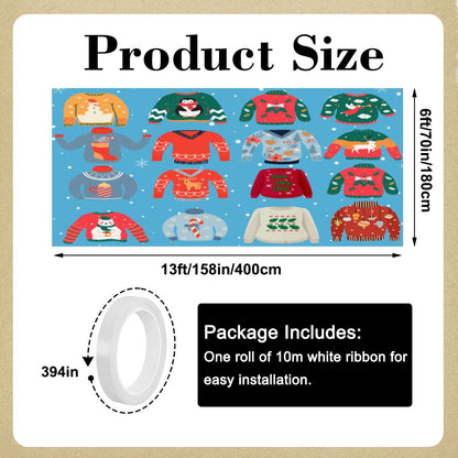 Ugly Christmas Sweater Garage Door Banner Backdrop - Mid Century Modern Gal