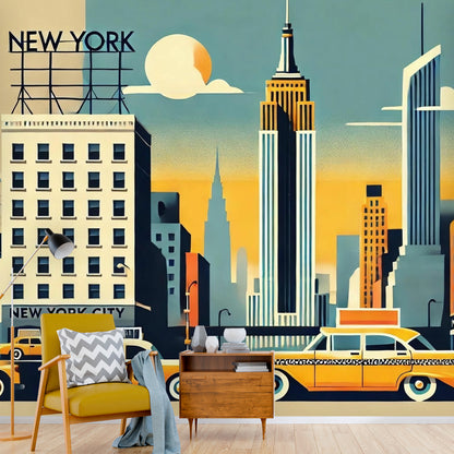 New York City Wallpaper, Peel And Stick Kitschy Fun Wall Murals