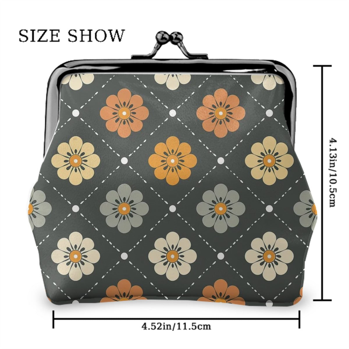 Scandinavian Floral, Mustard Yellow, Gray Mid Century Modern Coin Purse - Mid Century Modern Gal