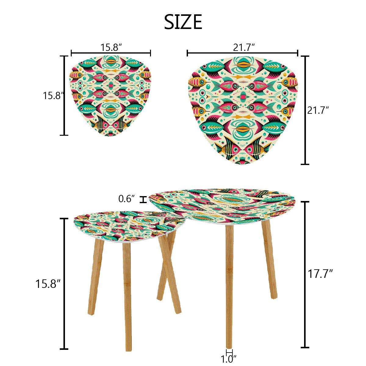 Atomic Fish Mid Century Modern Fish Art Nesting Table Set of 2 (Made in USA) - Mid Century Modern Gal