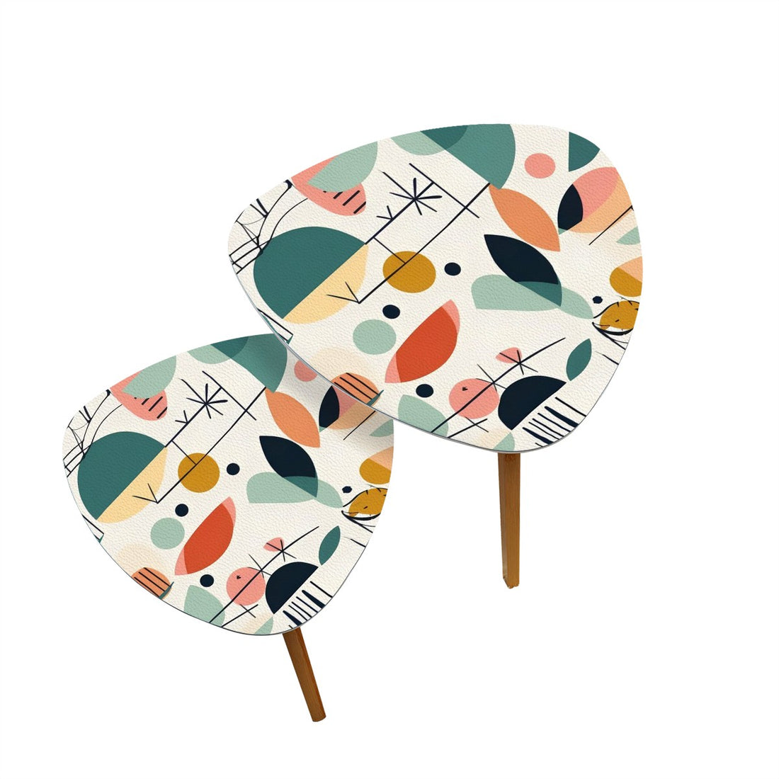 Mid Mod Geometric Scandi Designed Modern Danish Nesting Tables