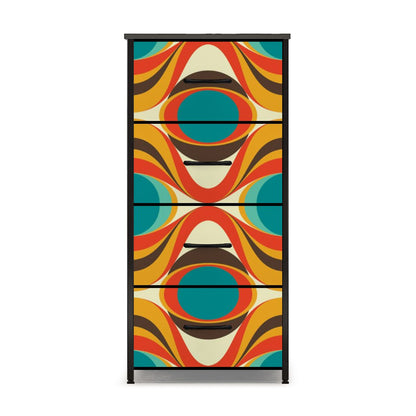 Mid Century Modern Orange Teal Mustard Yellow Mod 4-Drawer Dresser - Mid Century Modern Gal