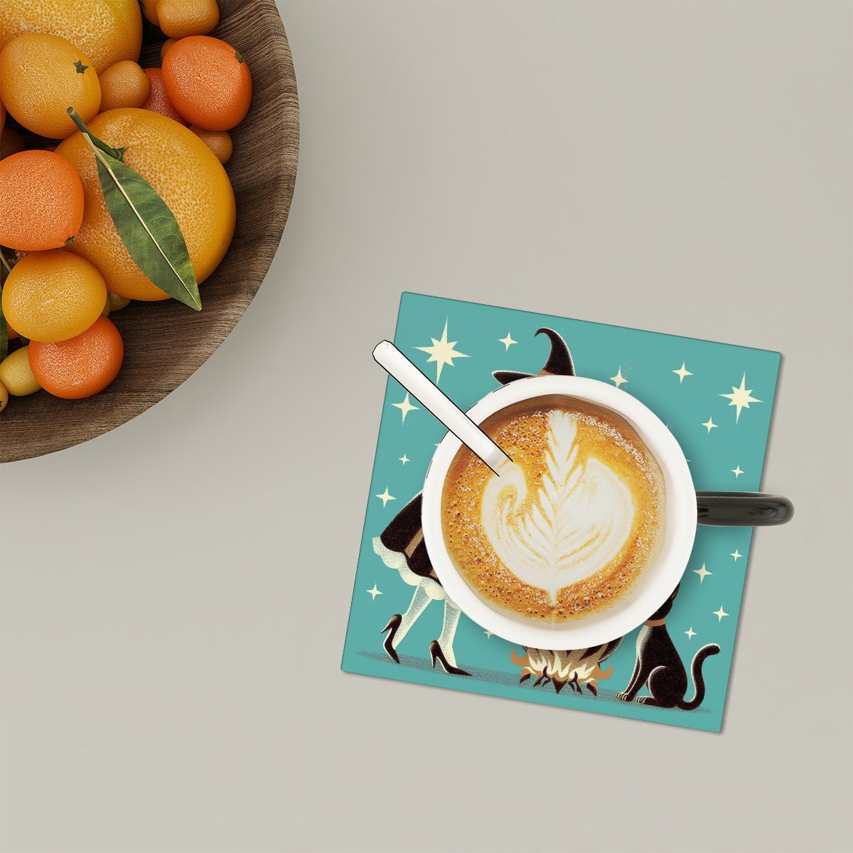 Witch's Brew Mid Century Modern Halloween Gothic Ceramic Coasters - Mid Century Modern Gal