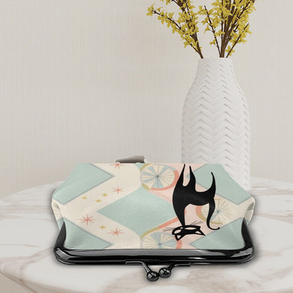 Kitschy Atomic Cat Mid Century Mod Coin Purse - Mid Century Modern Gal
