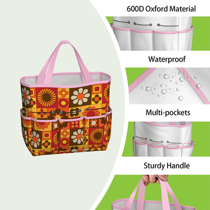 Retro 70s Mod Floral Orange Brown Yellow Mid Mod Hip Garden Tool Bag