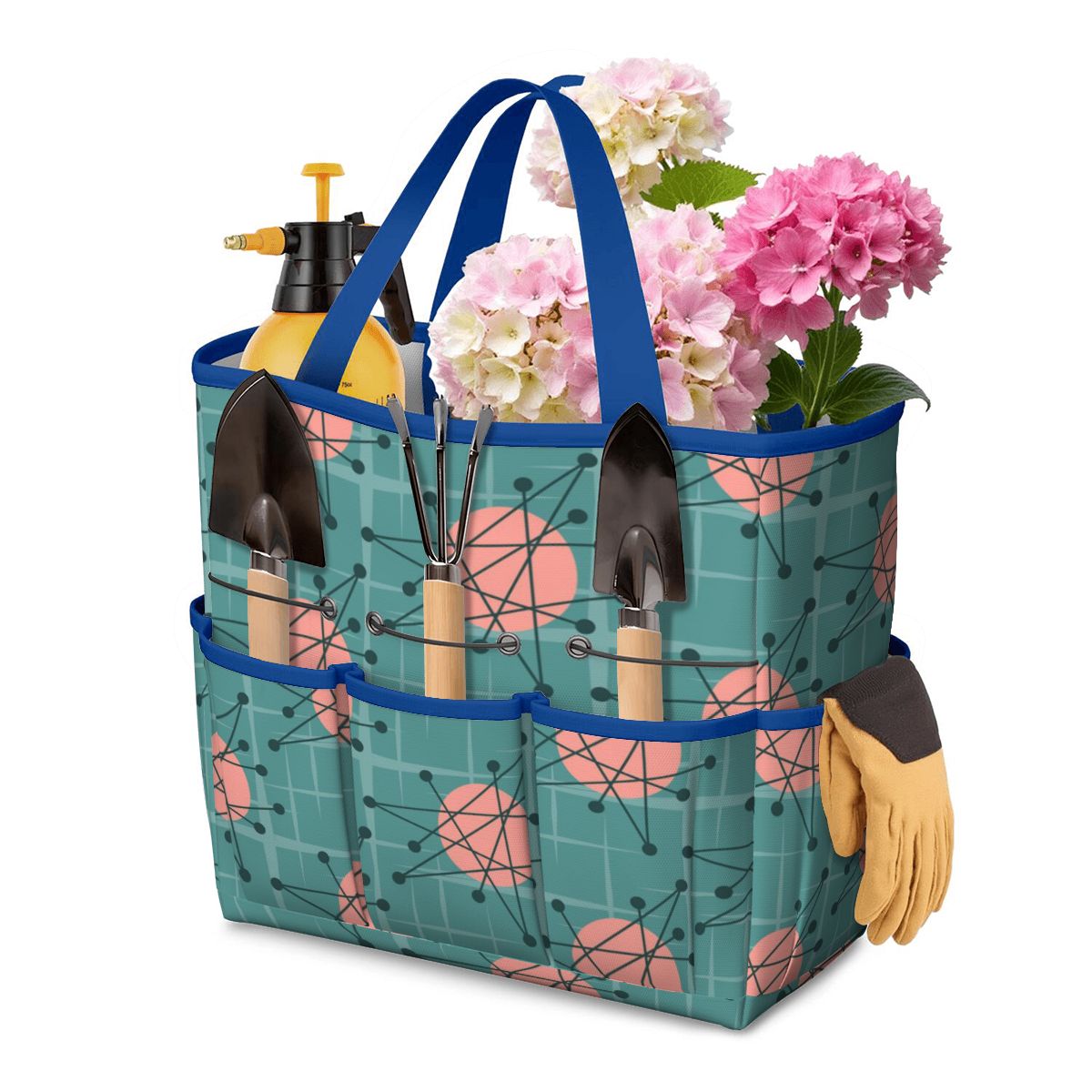 Mid Century Modern Atomic Starburst Teal Pink Garden Tool Bag - Mid Century Modern Gal