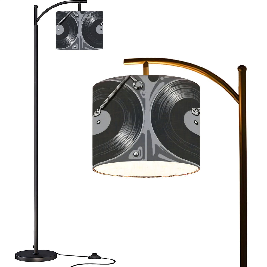 Mid Mod Retro Vinyl Record Music Room, Den, Office, Mid Century Modern Arc Floor Lamp - Mid Century Modern Gal