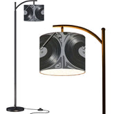 Mid Mod Retro Vinyl Record Music Room, Den, Office, Mid Century Modern Arc Floor Lamp - Mid Century Modern Gal