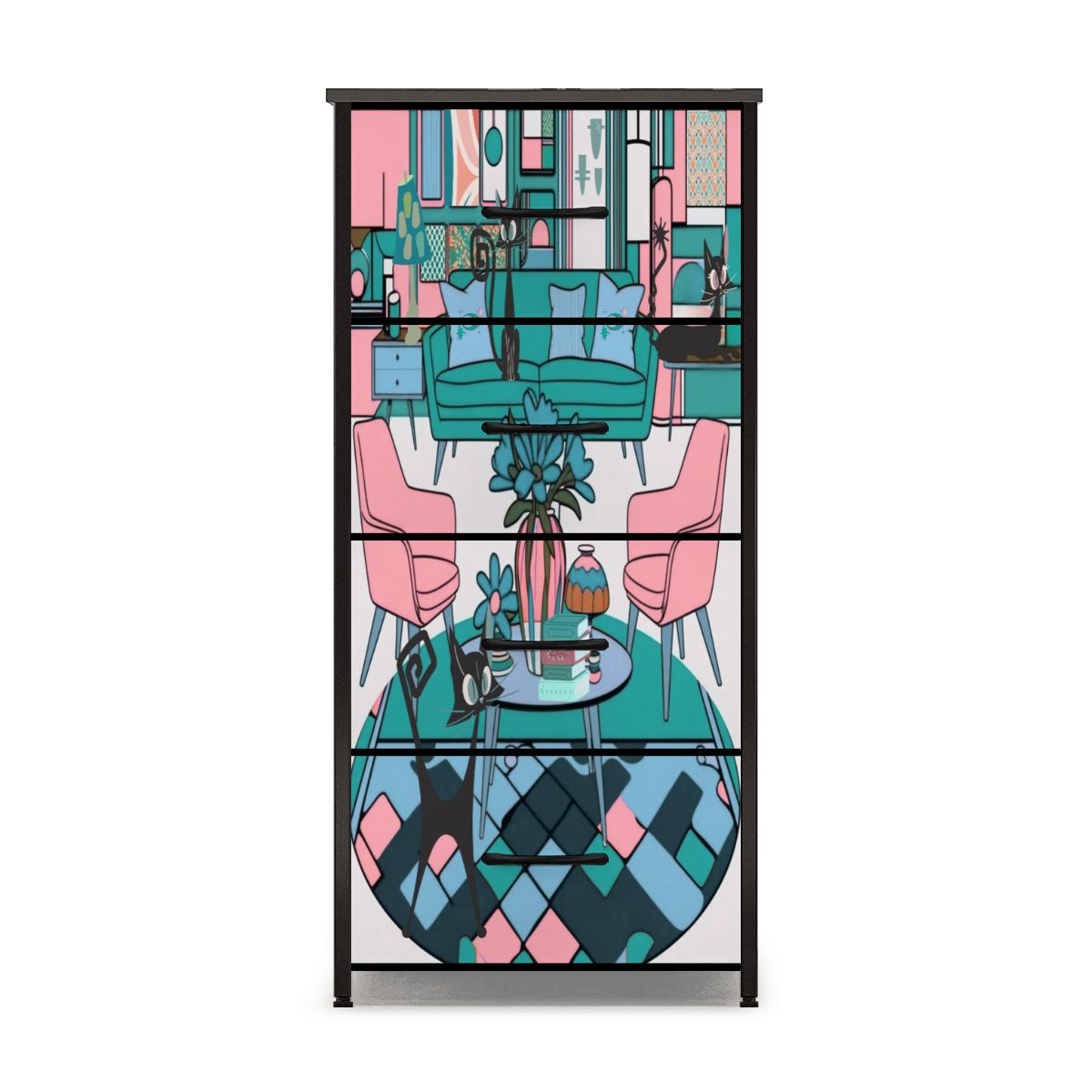 Mid Century Modern Furniture Atomic Cats Kitschy Mod Design 4-Drawer Dresser - Mid Century Modern Gal