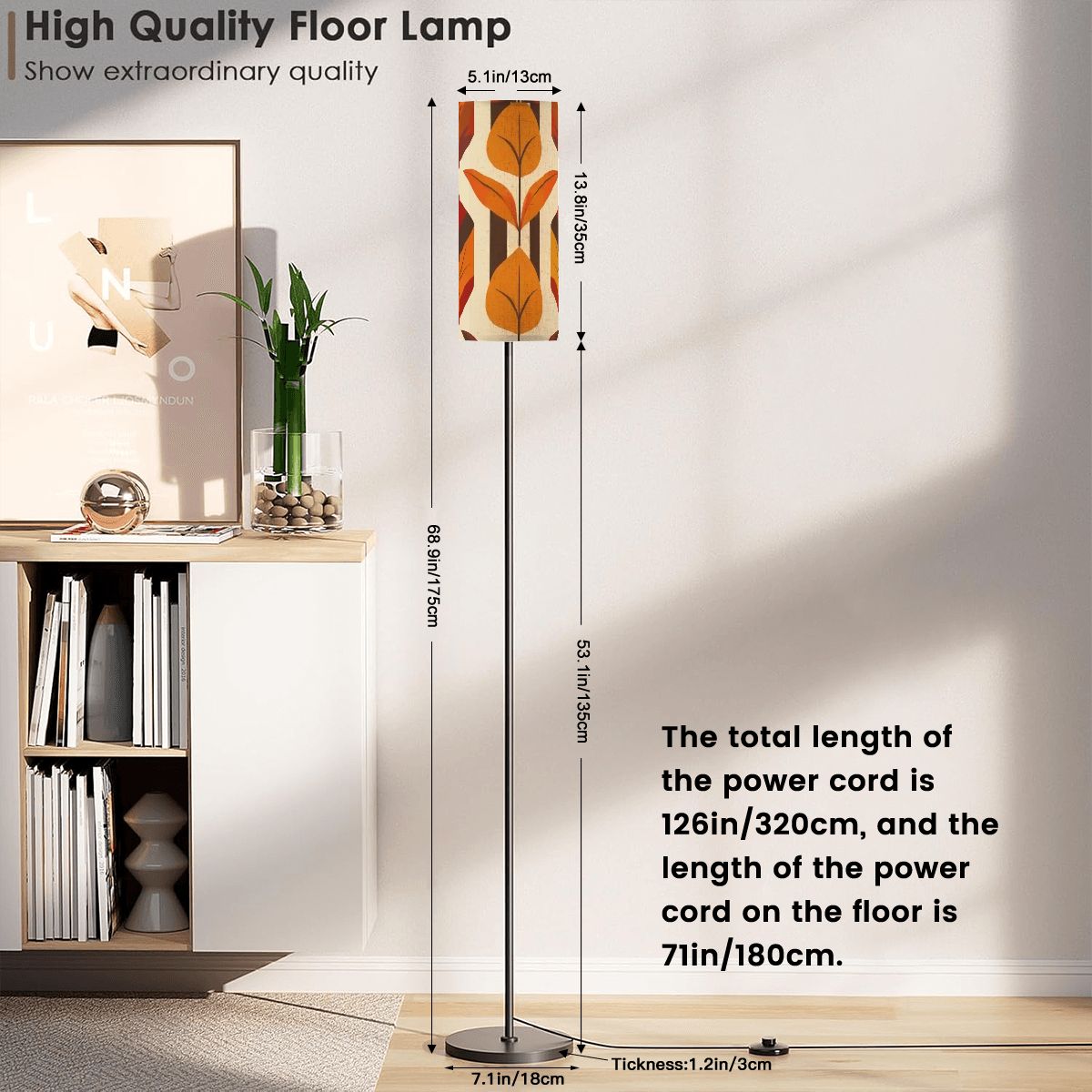 Floral Mod Scandinavian Harvest Gold, Orange Mid Century Modern Floor Lamp - Mid Century Modern Gal