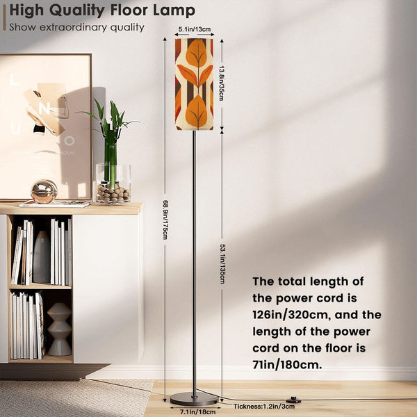 Floral Mod Scandinavian Harvest Gold, Orange Mid Century Modern Floor Lamp