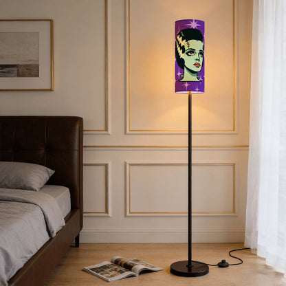 Bride of Frankenstein Retro Mid Mod Horror Buff Purple Halloween Slim Floor Lamp