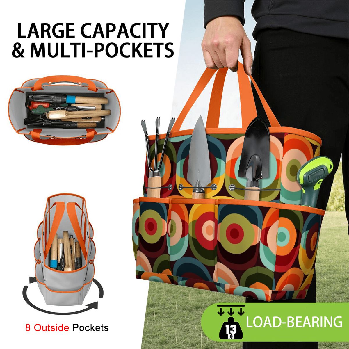 Retro Groovy Mod Space Orb Designed Mid Century Modern Garden Tool Bag