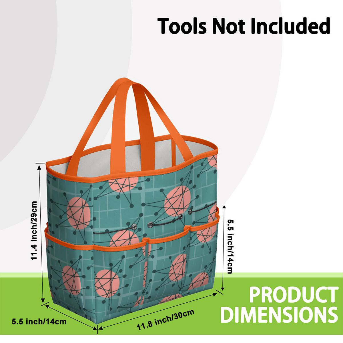 Mid Century Modern Atomic Starburst Teal Pink Garden Tool Bag