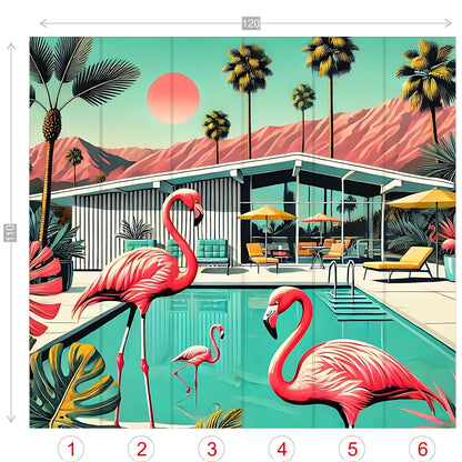 Palm Springs California Wallpaper Mural, Peel And Stick 50s Kitsch