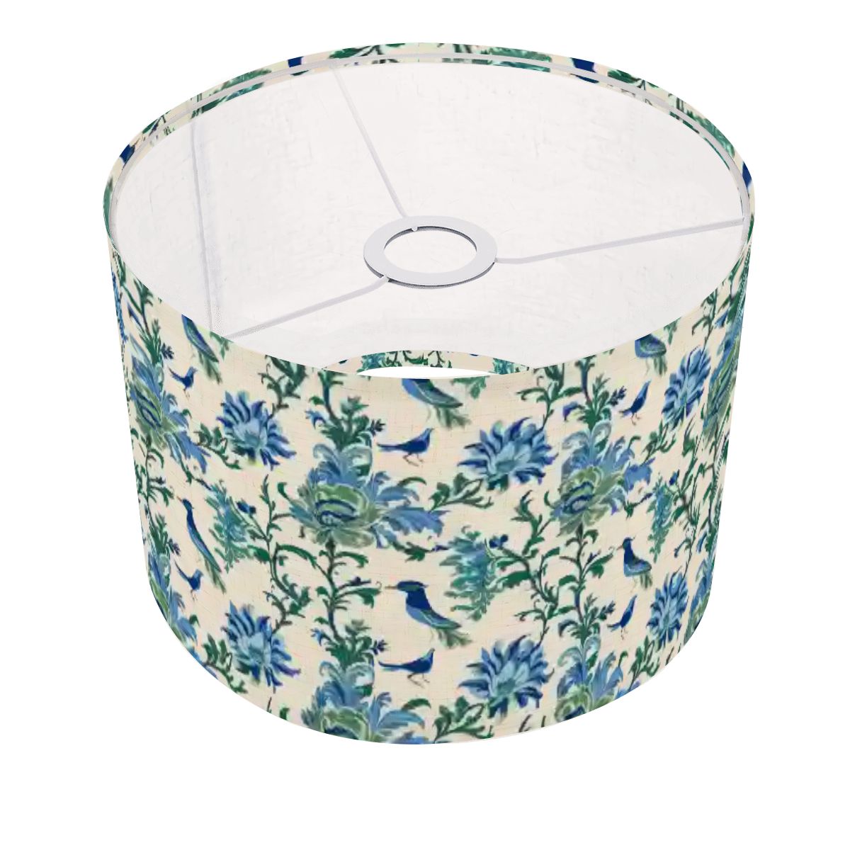 Chinoiserie Botanical Garden Birds, Blue, Green Asian Inspired Modern Lamp SHADE ONLY - For Arc Floor Lamps Only - Mid Century Modern Gal