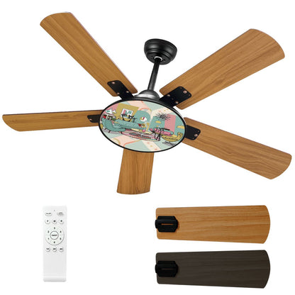 Cozy Cat Den Atomic Cats Lounging Kitschy Mid Century Modern Ceiling Fan With Light - Mid Century Modern Gal