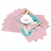 50s Pink Atomic Boomerang Aqua Blue White Mid Mod Woven Placemat - Mid Century Modern Gal