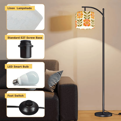 Modern Danish Scandinavian Floral Designed Mid Century Modern Arc Floor Lamp - Mid Century Modern Gal