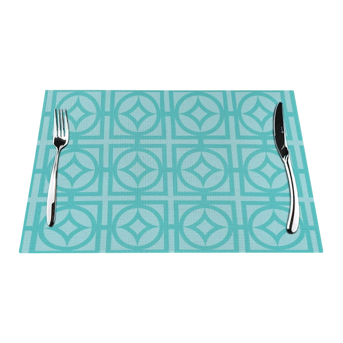 Breeze Block Aqua Blue Palms Springs Cali Style Woven Placemat - Mid Century Modern Gal