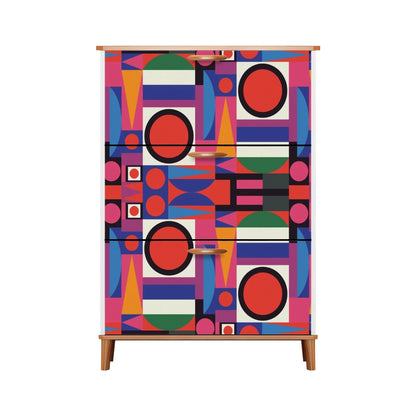 Mid Century Modern Shoe Cabinet, Bauhaus Designed Geometric Mod Furniture Storage Organization - Mid Century Modern Gal