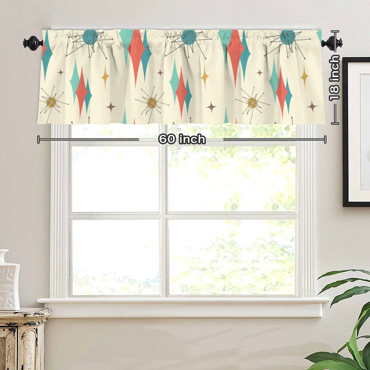 Mid Century Modern Franciscan Starburst Kitschy Window Valance Curtain - Mid Century Modern Gal