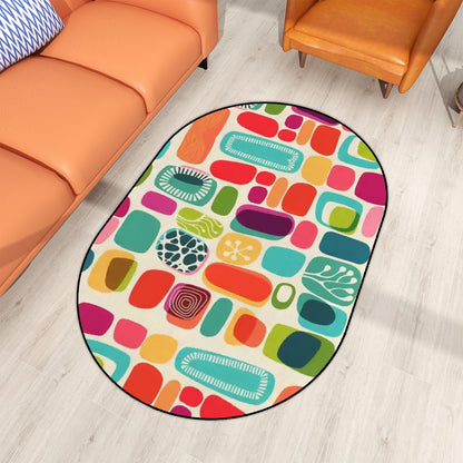 Mid Century Modern Amoeba Designed Oval Area Rug Mat - Mid Century Modern Gal