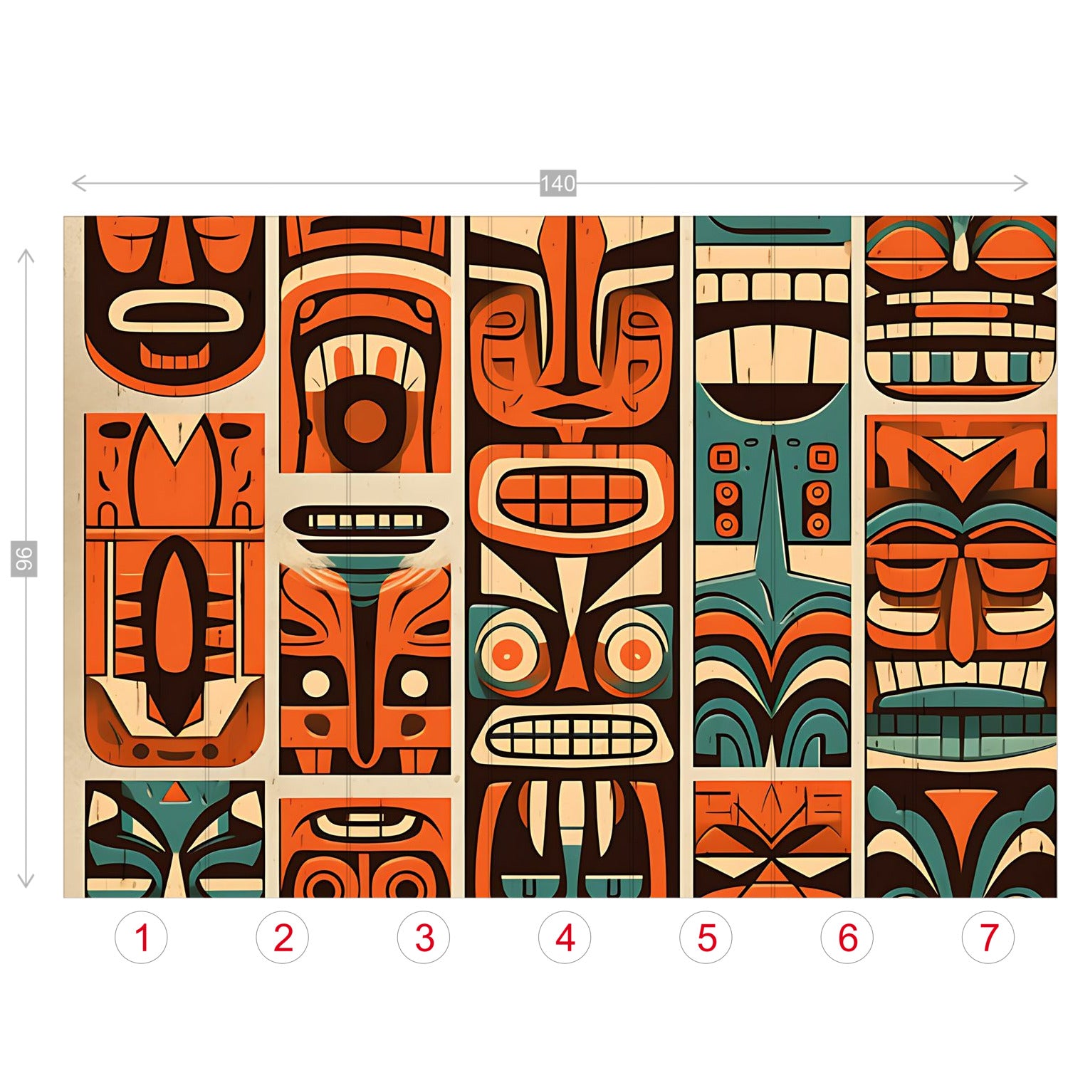 Tiki Idol Mid Century Modern Wallpaper, Peel and Stick Retro Wall Murals