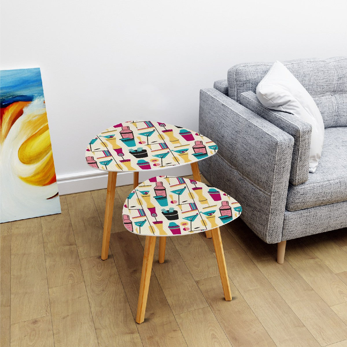 Mid Century Modern Kitschy Cocktail Tables, Pink, Aqua Yellow MCM Barware Accessories - Mid Century Modern Gal