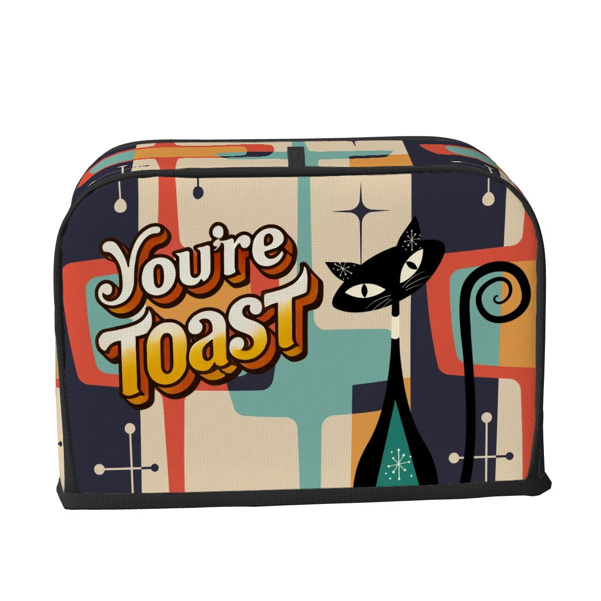 Quirky Cute Atomic Cat Mid Century Modern Kitchen Toast Cover 2 Slice Toaster Cover - Mid Century Modern Gal