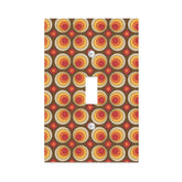 Retro Groovy Space Orbs, Orange Brown Faux Leather Texture Switch Cover 1-Gang 1 Toggle - Mid Century Modern Gal
