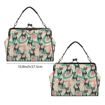 Atomic Cat Mid Century Modern Starburst Retro Kitsch Kisslock Crossbody Purse - Mid Century Modern Gal