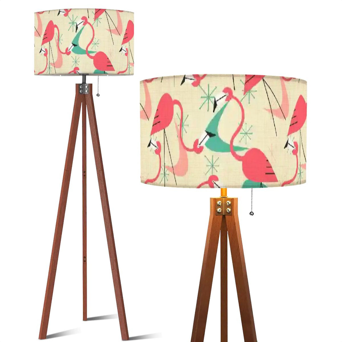 Mid Century Modern Kitschy Retro Flamingo, Palm Spring California Lover, Florida, MCM Tripod Floor Lamp - Mid Century Modern Gal