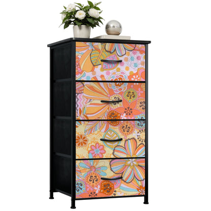 Vintage 70s Floral Pink Yellow Blue, Groovy Mid Mod Flower Power 4-Drawer Dresser - Mid Century Modern Gal