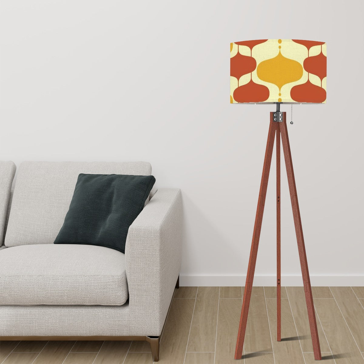 Mid Century Modern Groovy Mustard Yellow, Burnt Orange Retro Tripod Floor Lamp - Mid Century Modern Gal