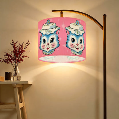Mid Century Modern Kitschy Anthropomorphic Blue Cat with Floral Hat Lamp SHADE ONLY - For Arc Floor Lamps Only