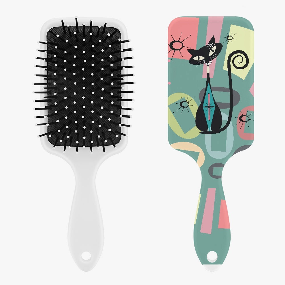 Vanity Table, Atomic Cat Kitschy Cute Hair Brush - Mid Century Modern Gal