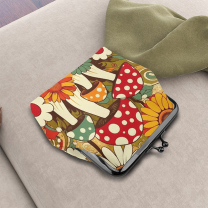 Retro Groovy Mushroom Funky Mod Coin Purse for Women - Mid Century Modern Gal