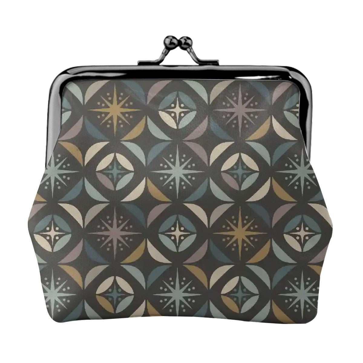 Mid Century Modern Elegant Gray Geometric Starburst Coin Purse