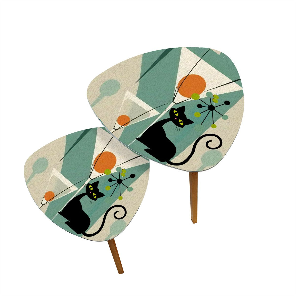 Atomic Cat Martini Cocktail Hour, Kitschy Mid Century Modern Nesting Tables - Mid Century Modern Gal